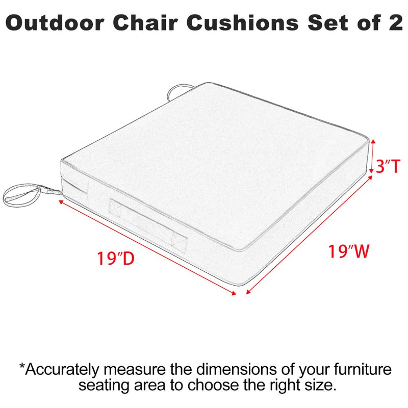 Favoyard Patio Chair Cushions 19 x 19 x 3 Inch Waterproof Outdoor Seat Cushions for Patio Furniture 3-Year Color Fastness Garden Sofa Couch Chair Pads with Handle & Adjustable Straps Set of 2, Beige - Image 3