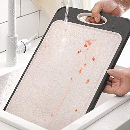 GUANCI Cutting Board for Kitchen Double Sided 304 Stainless Steel Chopping Board Food-Grade Stainless Steel and Wheat Straw PP Samll Size 14’’×9.6’’ Easy to Clean - Image 5