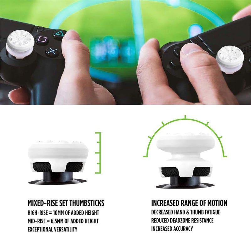 YARDHOBI FPS Freek Galaxy White for PlayStation 4 (PS4) and PlayStation 5 (PS5), Performance Thumbsticks, Controller Joystick Cap Covers, Thumbstick Extender for PS5 (1 High-Rise, 1 Mid-Rise) - Image 3