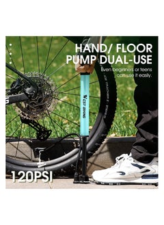 WEST BIKING Portable Bike Floor Pump Automatically Reversible Presta Schrader Valves Mini Bicycle Air Pump 120PSI with Multifunction Ball Needle  - Image 5