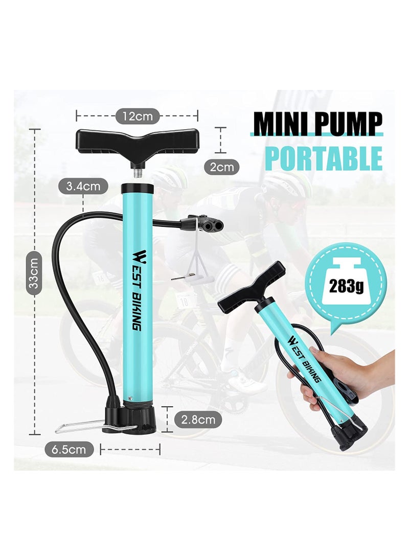 WEST BIKING - Portable Bike Floor Pump Automatically Reversible Presta Schrader Valves Mini Bicycle Air Pump 120PSI with Multifunction Ball Needle - Image 1