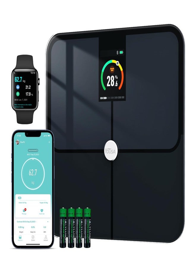YOUSA Smart Scale, High Accurate Body Fat Scale with TFT LCD, Bathroom Scale for Body Weight, 16 Body Composition Digital Bluetooth Weight Scale with Fitness App - Image 1