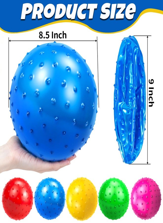 Hymaz Knobby Balls Bulk 9" Soft Bouncy Ball Sensory Toys Spiky Massage Stress Ball, Set of 5 Sensory Balls with Pump, Party Favors Stocking Stuffers Beach Games for Kids Toddlers - Image 2