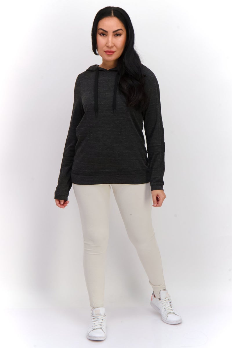 Marc New York سويت شيرت نسائي بغطاء رأس وأكمام طويلة، رمادي غامق - Image 3