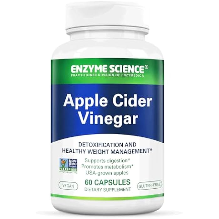 Enzyme Science Apple Cider Vinegar, 60 Capsules - Organic ACV Supplement, for Digestive Health - Image 1