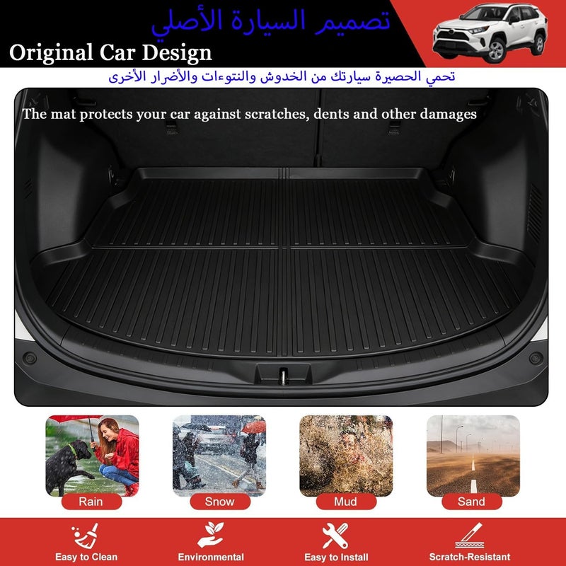 Delehehe RAV4 Cargo Liner - Trunk Mat for Toyota RAV4 2019-2024 2025,Custom Fit Car Trunk Mat,All Weather Cargo Mat for RAV4 Accessories,100% Protection TPE - Easy-to-Wash - Image 3