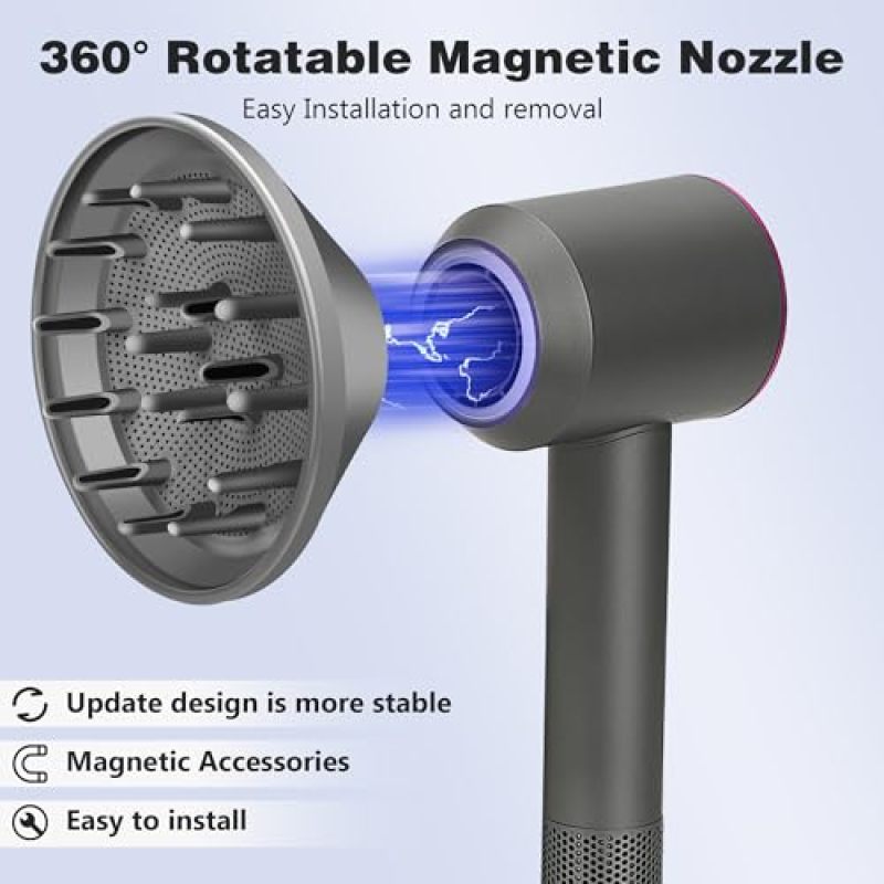 Hair Dryer Diffuser Attachment For Dyson Supersonic - Magnetic Snap On Styling Nozzle For Curly Wavy Hair, Universal Fit HD01 HD02 HD03 HD04 HD08 HD15 Flex Style Dryer, Even Heat Distribution For Friz - Image 4