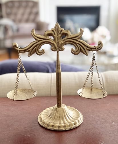 Chez JuJu Antique Brass Libra Jewelry Tower Vintage Balance Scale Sculpture for Lawyer Office Decor Justice Scale for Law Students Attorneys Judges Unique Gift for Retirement Graduation Office - Image 1