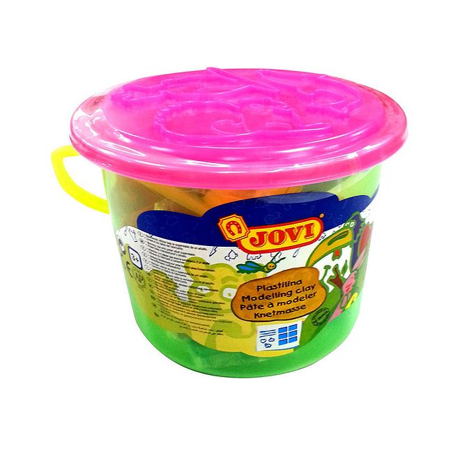 Jovi Plastilina Modelling Clay Bucket 50g - Eco-Friendly, Non-Allergenic, Plant-Based for Kids 3 , Includes Tools & Moulds