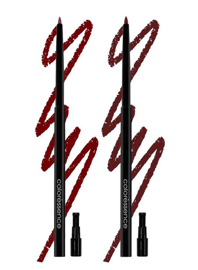 Coloressence Matte Lip Liner Pencil with Sharpener, Pack of 2 Shades (Brown, Maroon) | Long Lasting | Lightweight | Waterproof | Highly Pigmented - Image 1