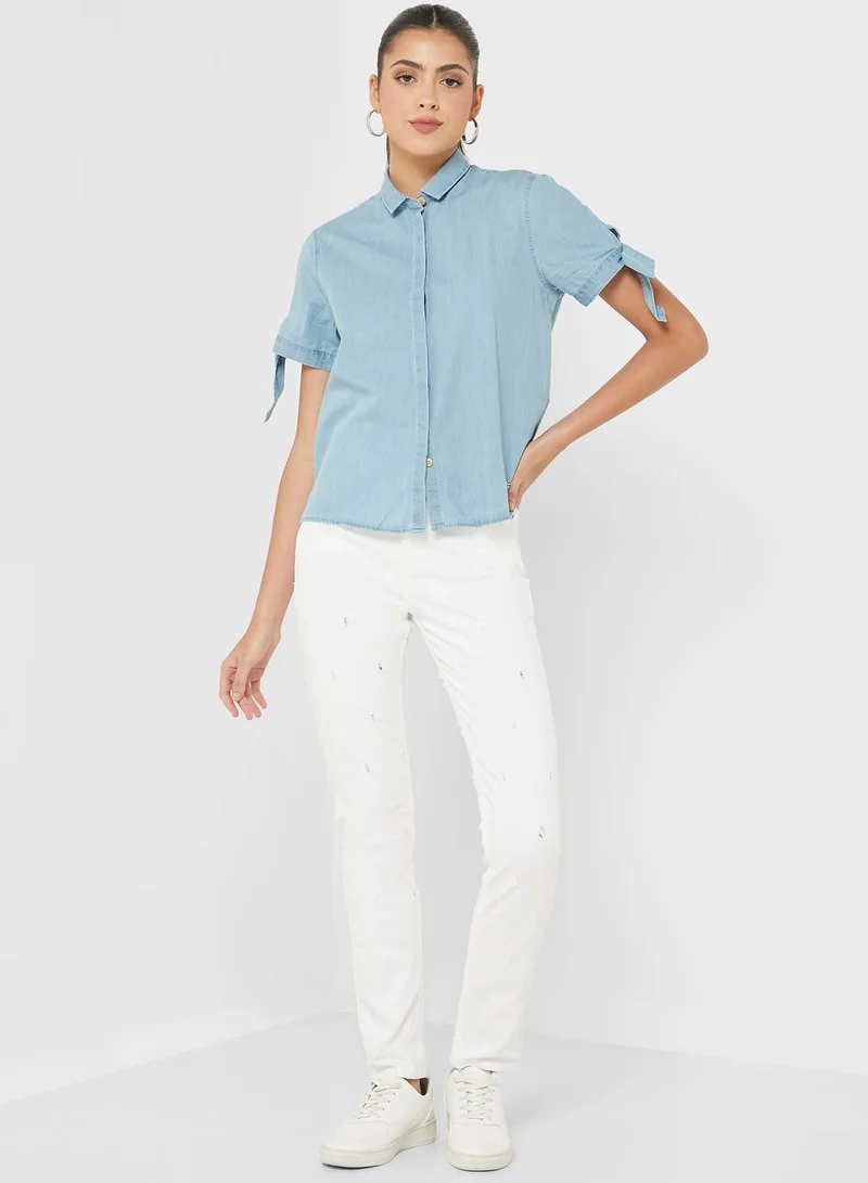 Sacoor Brothers Tie Detail Button Down Shirt
