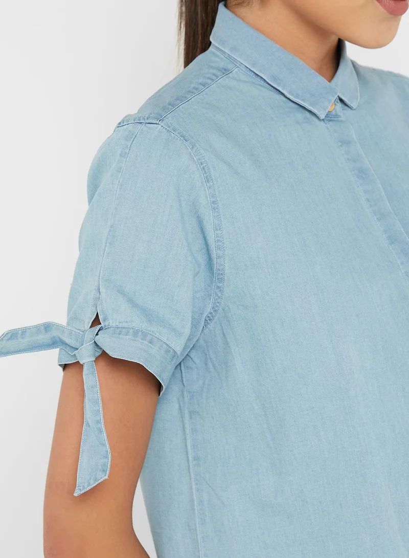 Sacoor Brothers Tie Detail Button Down Shirt