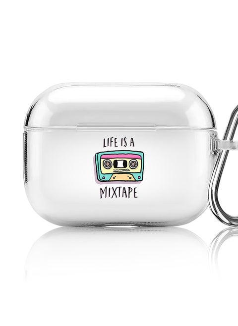 Classic Clear printed Case for Apple AirPods Pro 2nd Generation Thin Transparent Cover [Designed for Apple AirPods Pro 2nd Generation] - Life is a mixtape