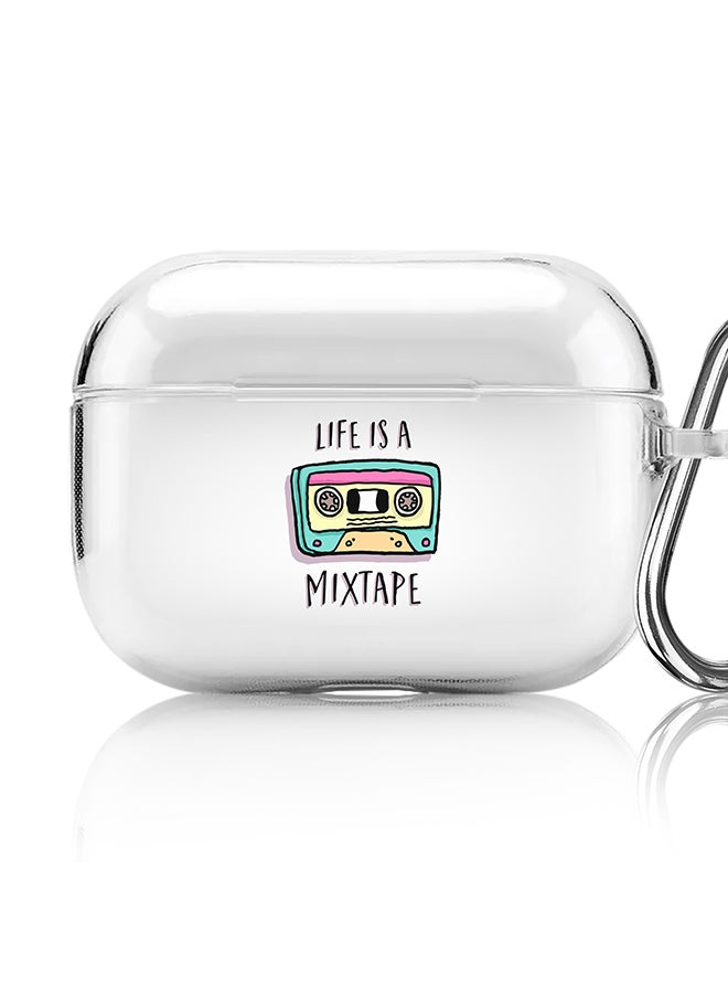 Classic Clear printed Case for Apple AirPods Pro 2nd Generation Thin Transparent Cover [Designed for Apple AirPods Pro 2nd Generation] - Life is a mixtape