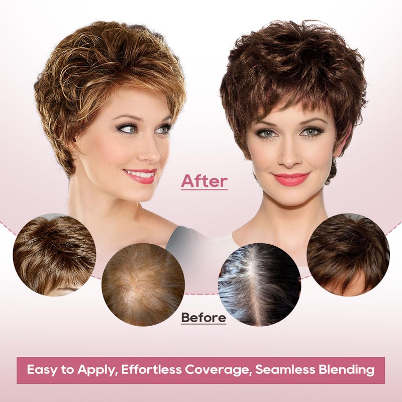 REECHO Hair Topper, Short Wiglet Hair Topper for Women with Thinning Large Coverage Synthetic Top Crown Hairpiece for Women - Grey - Image 3