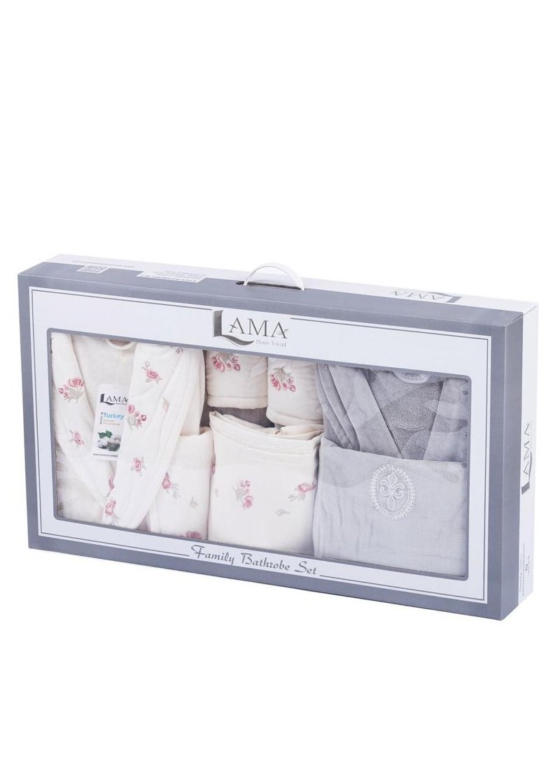 منزل لمى منسوجات طقم روب حمام رمادي براغ كبلز - Image 2