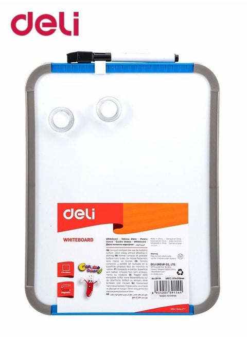 Magnetic Dry Erase White Board with Plastic Frame and Marker and 2 Magnetic Nail Size 279*216mm Suitable for Kids Student Blue