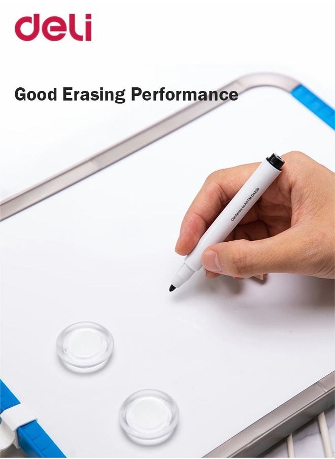 Deli - Magnetic Dry Erase White Board with Plastic Frame and Marker and 2 Magnetic Nail Size 279*216mm Suitable for Kids Student Blue - Image 1