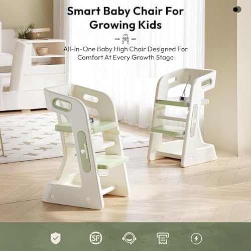 StarAndDaisy High Chair for Baby/Kids Study Chair with Adjustable Height, Safety Belt & Light Weight - Grey - Image 3
