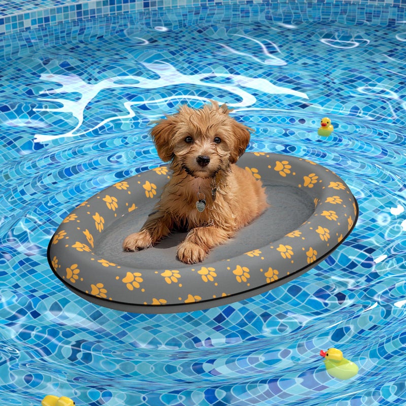 Pet Soft Dog Float Raft Inflatable Dog Swimming Float for Summer Small Grey - Image 2