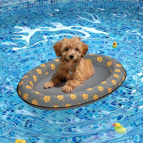 Pet Soft Dog Float Raft Inflatable Dog Swimming Float for Summer Small Grey - Image 1