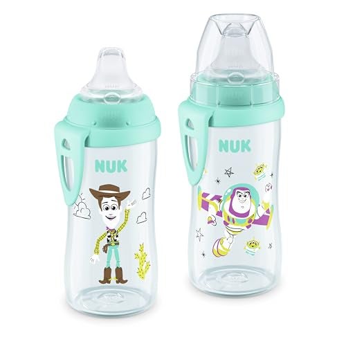 NUK First Choice Toy Story Active Cup 2.0, 10oz. Soft Spout Sippy Cup with On-the-Go Carry Clip, Lightweight, Leak Proof, Spill Proof Cup, 2-pack - Image 1