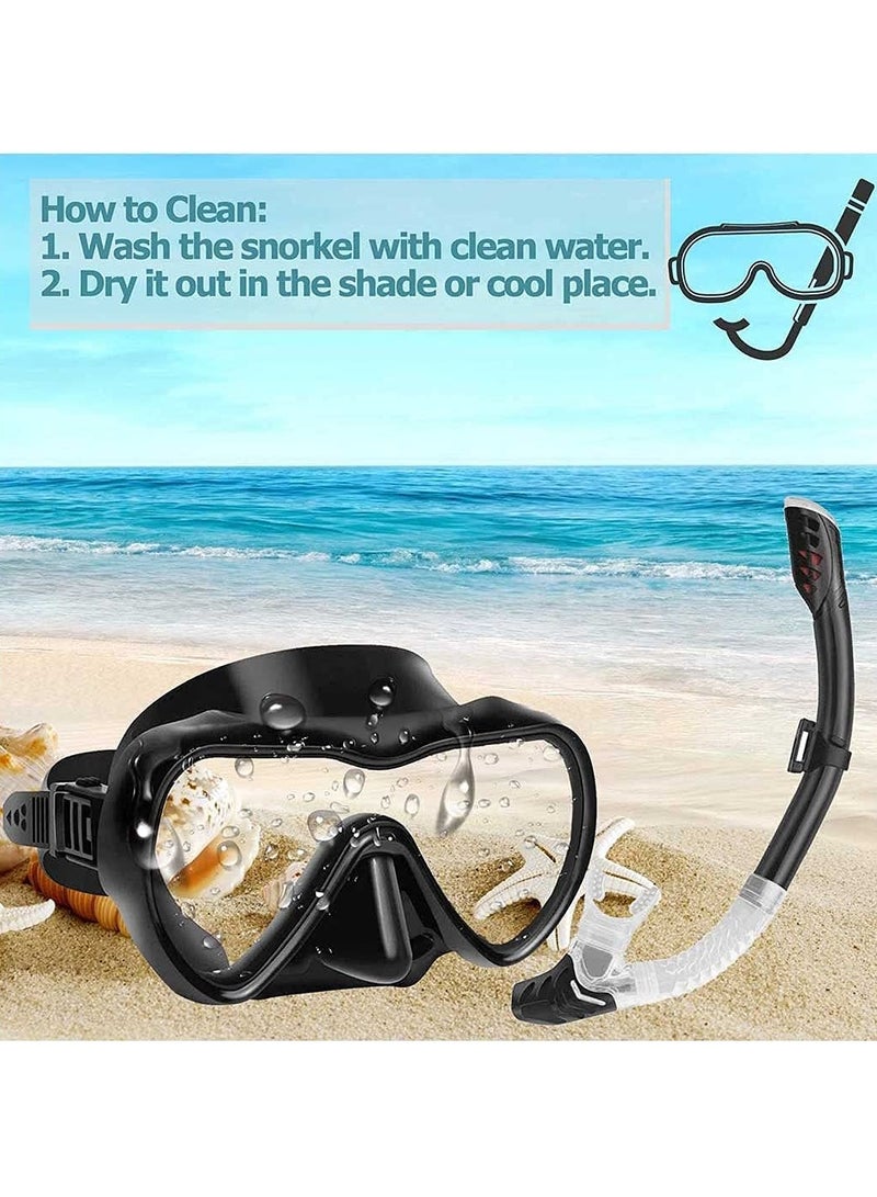 Adult Snorkeling Gear,Dry Snorkel Set,Scuba Mask,180° Panoramic Wide Field of ViewProfessional Snorkeling GearFree Breathing Snorkeling Mask (Black) - Image 4