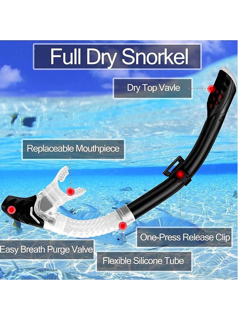 Adult Snorkeling Gear,Dry Snorkel Set,Scuba Mask,180° Panoramic Wide Field of ViewProfessional Snorkeling GearFree Breathing Snorkeling Mask (Black) - Image 2