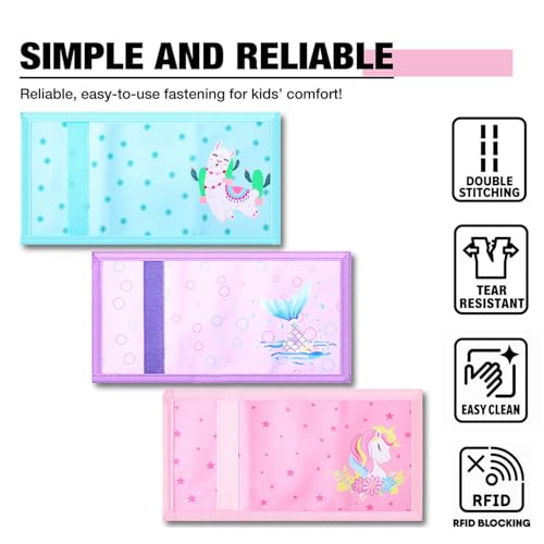 Amutta 3 Pieces Kids Wallet for Girls and Women - Little Girls Wallet for Kids with Magic Sticker, Toddler Wallet for Girls with Coin Pocket, RFID Unicorn Wallet Girls Gift Ideas - Image 4