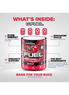G Fuel PewDiePie Energy Powder, Sugar Free, Clean Caffeine Focus Supplement, Water Mix, Lingonberry Flavor, Focus Amino, Vitamin + Antioxidants Blend - 9.8 oz (40 Servings)  - Image 5