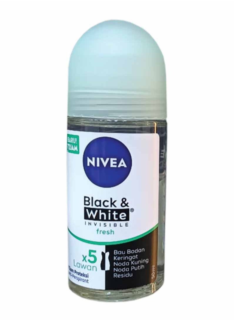 Nivea Black & White Invisible Fresh Deodorant Roll on 50ml 