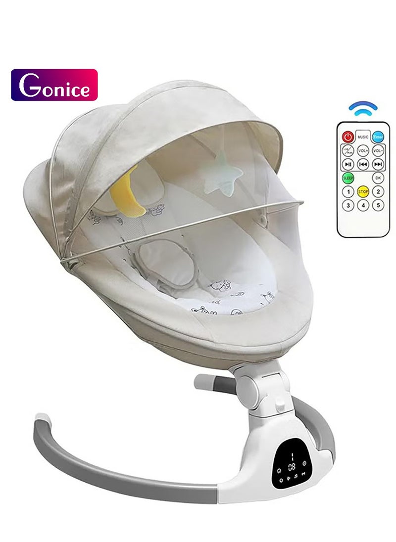 Gonice - Baby Electric Swing With Integrated Mosquito Net, 5 Sway Speeds, 3 Timer Settings, Remote Bluetooth Control, Built-In Lullabies - Image 1