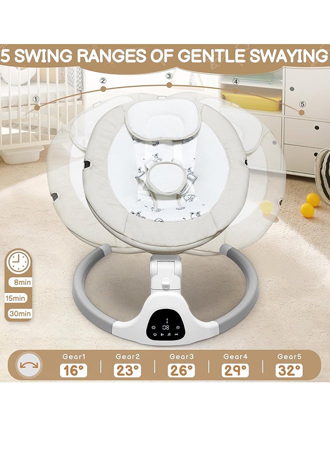Gonice - Baby Electric Swing With Integrated Mosquito Net, 5 Sway Speeds, 3 Timer Settings, Remote Bluetooth Control, Built-In Lullabies - Image 1