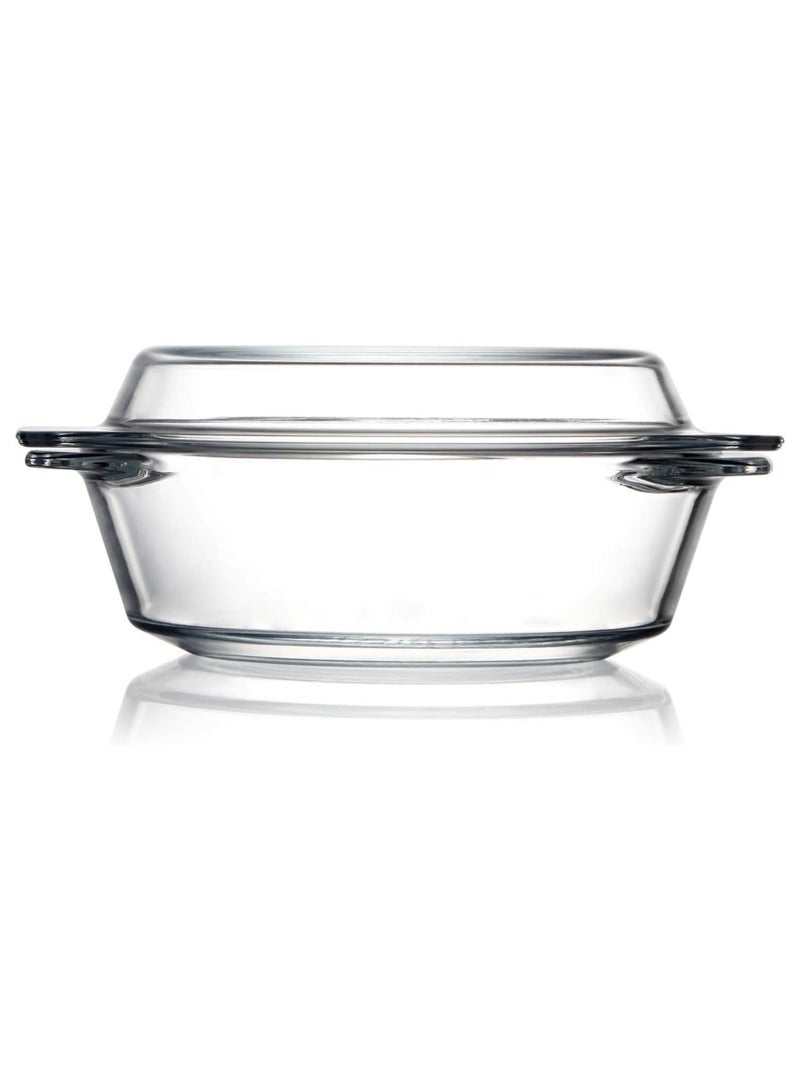 Round Glass Casserole With Glass Lid Covered Glass Bakeware Ovenware Easy Grab Glass Microwave Bowls with Glass Lid - Image 1