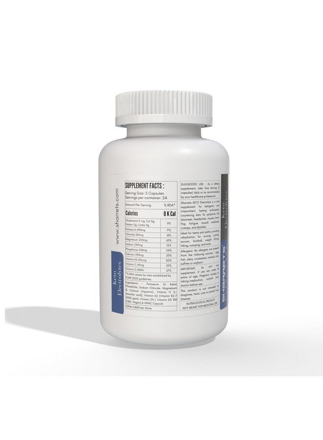 Sharrets KETO Electrolytes 2 x 120 Capsules- Essential Minerals (K,P, Na,Cl, Mg,Ca) and Vitamins C, D, & K2- Perfect for Athletes, Bodybuilders, and Marathon Runners - Image 3