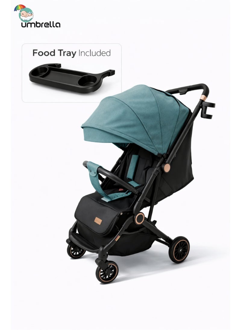 امبريلا عربية اطفال امبريلا اكس 5 ار ذراع قلاب وطاوله طعام عالية الجودة- اخضر - Image 1