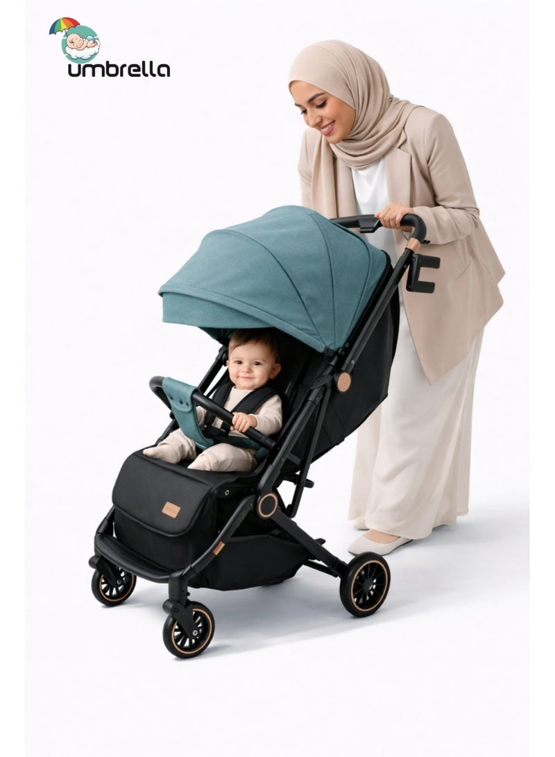 امبريلا عربية اطفال امبريلا اكس 5 ار ذراع قلاب وطاوله طعام عالية الجودة- اخضر - Image 2