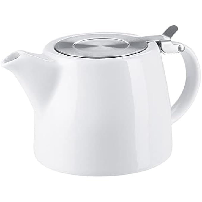 Belinlen Benail Teapot With Egg And Sls Lid Stainless Steel Tea Infuser Ceramic Jug 05 L White - Image 3