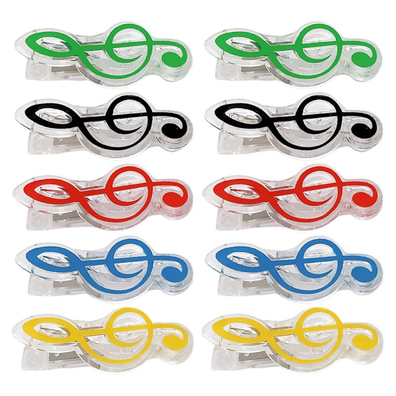 Treble Clef Music Page Holders Plastic Sheet Clips Book Markers 10 Pieces Set - Image 2