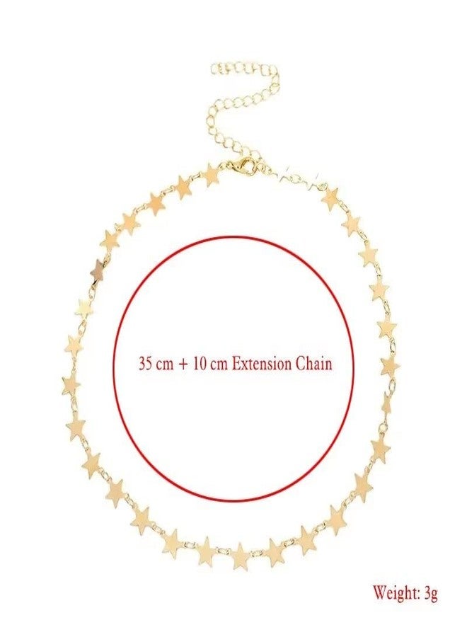 Blue Drop Gold Plated Star Necklace For Women Star Choker Necklace Simple Statement Jewelry Gift - Gold - Image 2