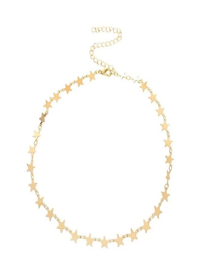 Blue Drop Gold Plated Star Necklace For Women Star Choker Necklace Simple Statement Jewelry Gift - Gold - Image 1