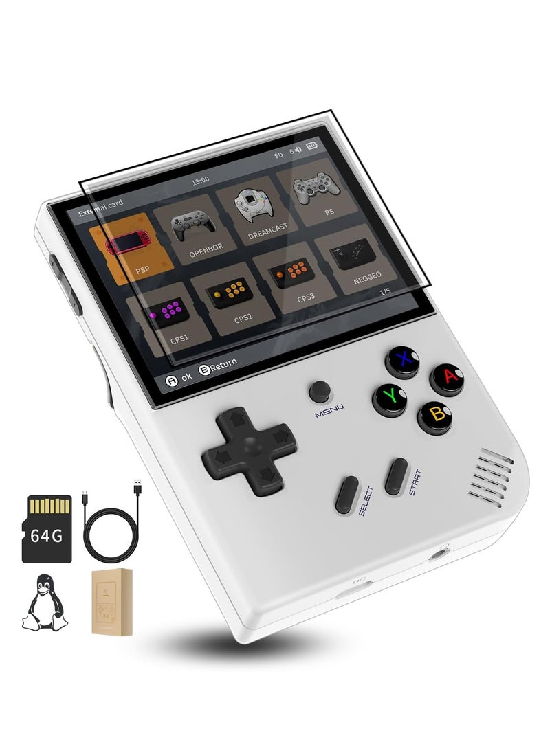 ANBERNIC  RG35XX Plus Linux Handheld Game Console, 3.5'' IPS Screen, Pre-Loaded 6900 Games, 3300mAh Battery, Supports 5G WiFi Bluetooth HDMI and TV Output (64GB, White)  - Image 1