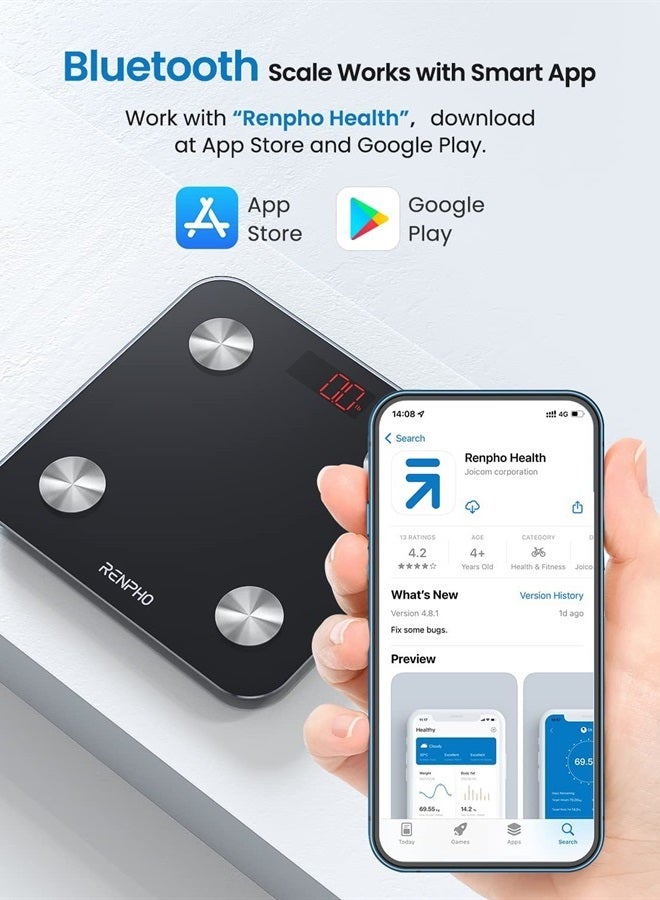 RENPHO Scale for Body Weight, Digital Weighing Elis Scales with Body Fat and Water Weight, Smart Bluetooth Body Fat Measurement Device, Body Composition Monitor with Smart App, 396lbs - Image 3