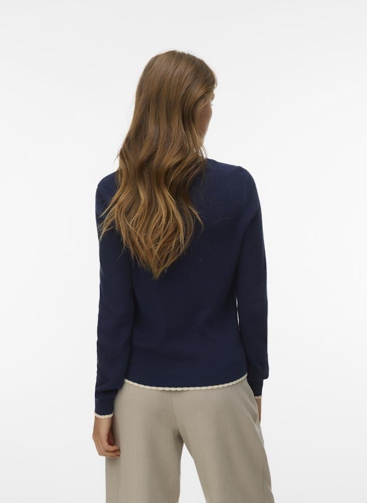 VERO MODA Contrast Crew Neck Cardigan - Image 2