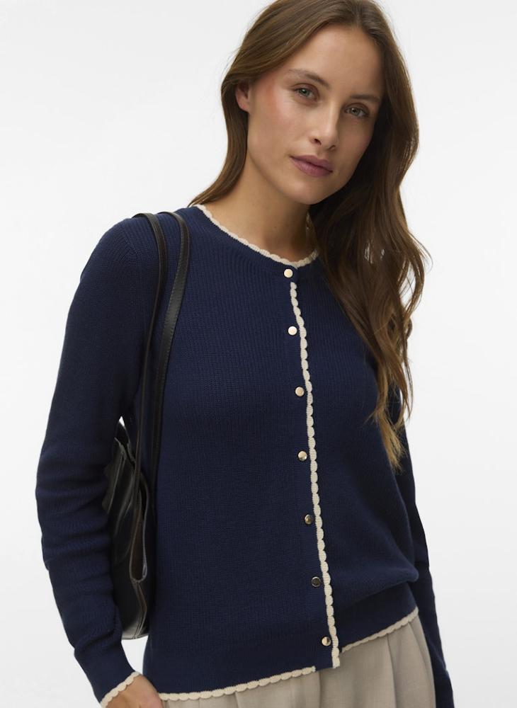 VERO MODA Contrast Crew Neck Cardigan - Image 1