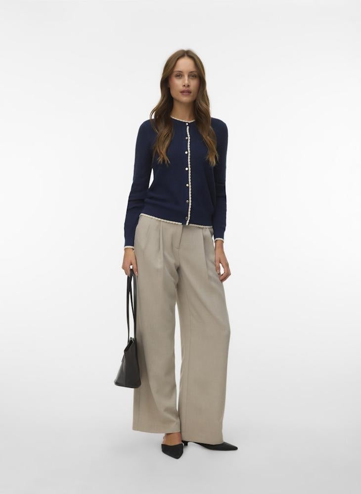VERO MODA Contrast Crew Neck Cardigan - Image 4