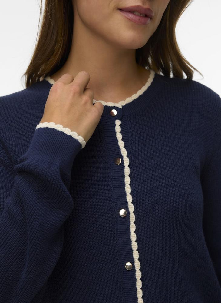 VERO MODA Contrast Crew Neck Cardigan - Image 3