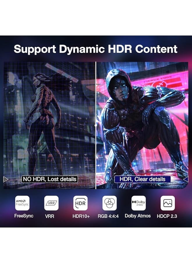8K@60Hz DisplayPort to HDMI Adapter, Uni-Directional DP 1.4a to HDMI 2.1 Converter Cable, Support 8K, 4K@120Hz/144Hz, 2K@240Hz, VRR, HDR, HDCP 2.3, DSC 1.2a for HP, ASUS, DELL, GPU, AMD, NVIDIA
