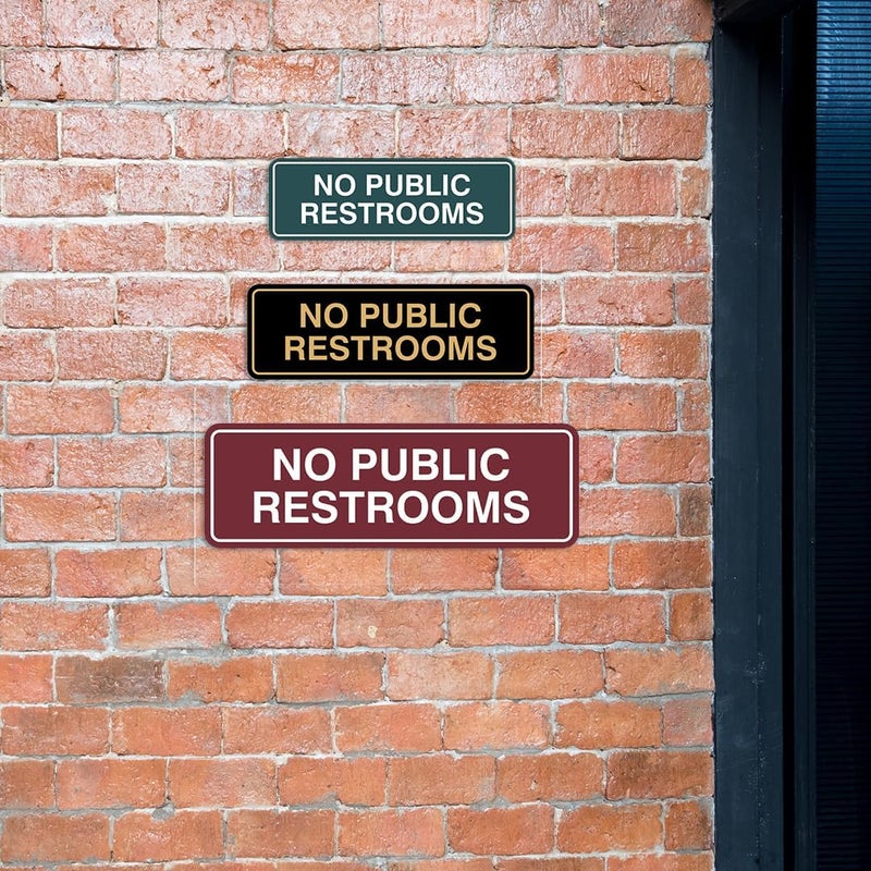 All Quality Standard No Public Restroom Door/Wall Sign - Black/Silver - Medium - Image 3