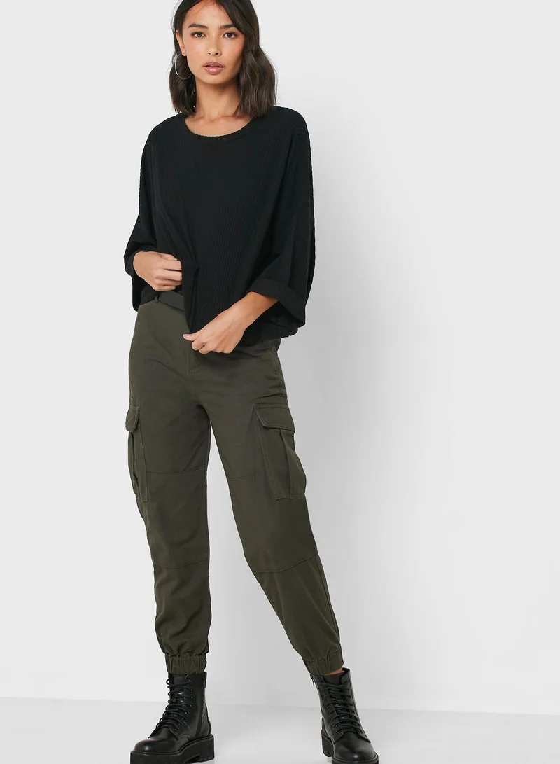 FOREVER 21 3/4 Sleeve Ribbed Top